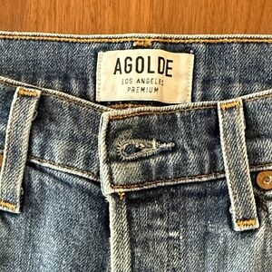 Agolde Riley Crop High Rise Blue Denim Jeans